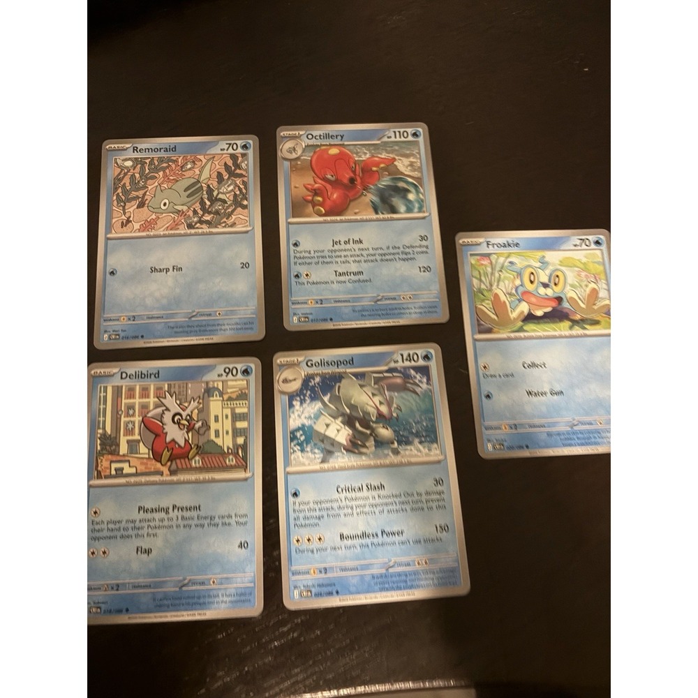 Pokemon TCG Water Lot Froakie Octillery Remoraid Golisopod Delibird 5 Card NM